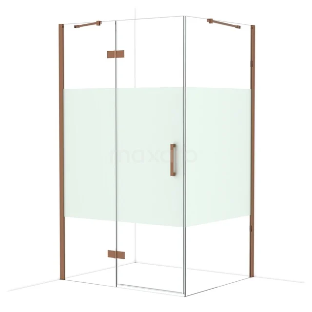 Diamond Douchecabine | 120x100 cm Glanzend koper Helder met matte strook Draaideur Rechthoek CDB216610413GKP