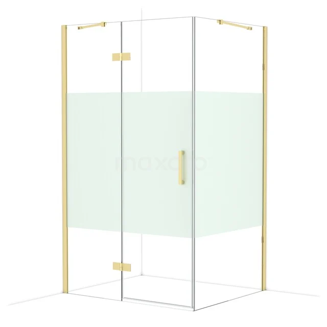 Diamond Duschkabine | 120x100 cm Glänzendes Hellgold Drehtür Rechteck CDB216610413GLG Klaren Gläsern Duschkabine mit goldfarbenen Akzenten, Eckdesign und modernem Badezimmerdesign.