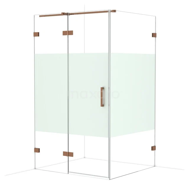 Diamond Douchecabine | 120x110 cm Glanzend koper Helder met matte strook Draaideur Rechthoek CDB216611323GKP