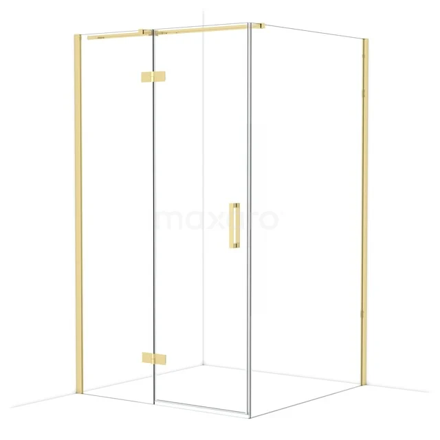 Diamond Douchecabine | 120x120 cm Glanzend lichtgoud Helder glas Draaideur Vierkant CDB216612310GLG