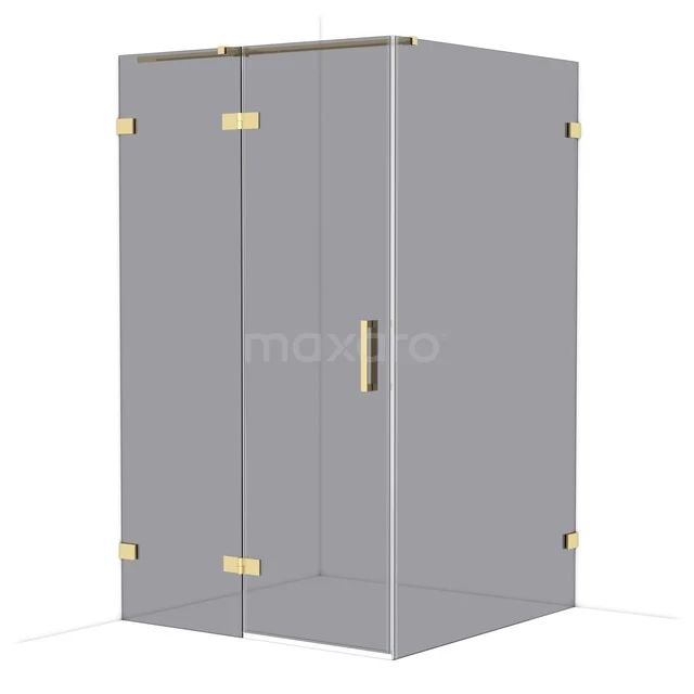 Diamond Shower cabin | 120x120 cm Shiny light gold Smoke glass Pivot door Square CDB216612321GLG Glass shower cabin with gold hinges and handle, sleek design ideal for modern bathrooms.