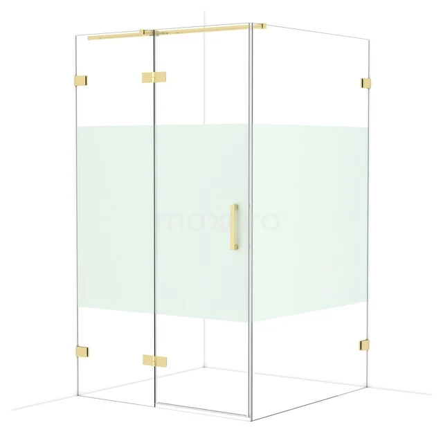 Diamond Douchecabine | 120x120 cm Glanzend lichtgoud Helder met matte strook Draaideur Vierkant CDB216612323GLG Diamond Douchecabine | 120x120 cm Glanzend lichtgoud Helder met matte strook Draaideur Vierkant CDB216612323GLG