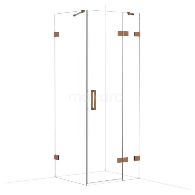 Diamond Douchecabine | 80x70 cm Glanzend koper Helder glas Draaideur Rechthoek CDB223507420GKP