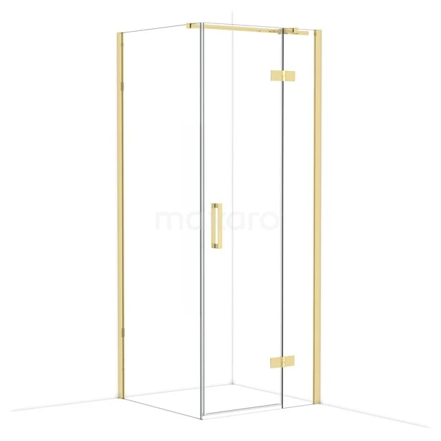 Diamond Douchecabine | 80x80 cm Glanzend lichtgoud Helder glas Draaideur Vierkant CDB223508310GLG
