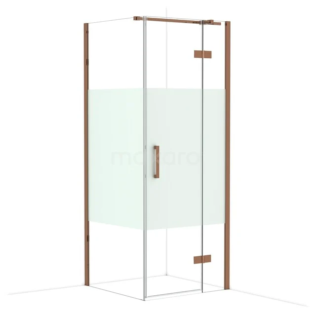 Duschkabine Diamond CDB223508313GKP Glas Duschkabine mit transparenter Tür und mattem Paneel, kupferfarbene Details, ideal für einen modernen Badezimmerstil.