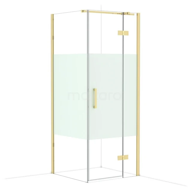 Duschkabine quadratisch, Glas mit goldenen Akzenten, modernes Design für stilvolles Badezimmer.