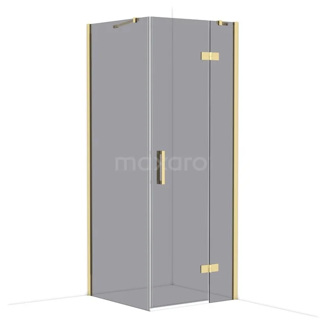Diamond Douchecabine | 80x80 cm Glanzend lichtgoud Rookglas Draaideur Vierkant CDB223508411GLG