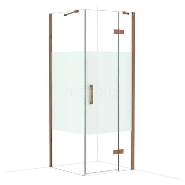 Glass corner shower cabin with door and wood accents, sleek and modern appearance, ideal for a stylish bathroom.
