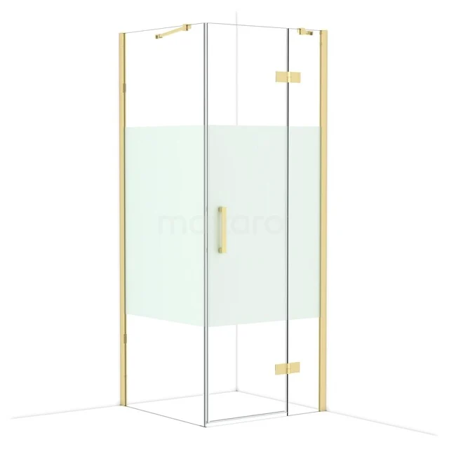 Diamond Douchecabine | 80x80 cm Glanzend lichtgoud Helder met matte strook Draaideur Vierkant CDB223508413GLG Diamond Douchecabine | 80x80 cm Glanzend lichtgoud Helder met matte strook Draaideur Vierkant CDB223508413GLG