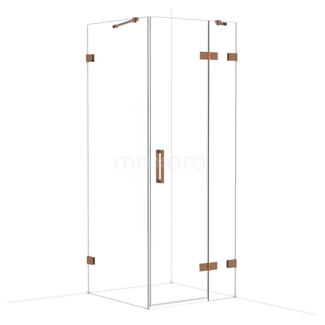 Diamond Douchecabine | 80x80 cm Glanzend koper Helder glas Draaideur Vierkant CDB223508420GKP