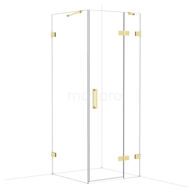 Diamond Douchecabine | 80x80 cm Glanzend lichtgoud Helder glas Draaideur Vierkant CDB223508420GLG