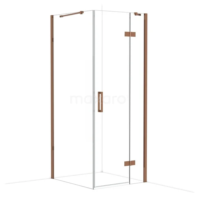 Diamond Douchecabine | 90x80 cm Glanzend koper Helder glas Draaideur Rechthoek CDB223509410GKP