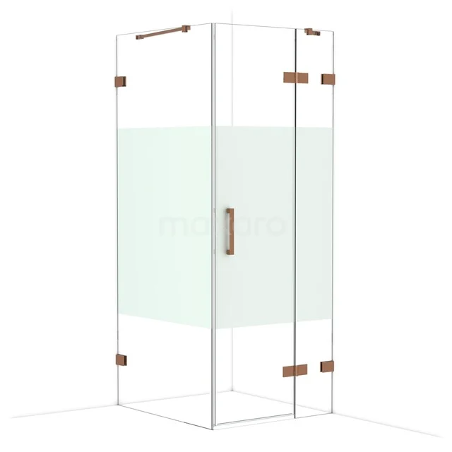 Diamond Douchecabine | 90x80 cm Glanzend koper Helder met matte strook Draaideur Rechthoek CDB223509423GKP Diamond Douchecabine | 90x80 cm Glanzend koper Helder met matte strook Draaideur Rechthoek CDB223509423GKP