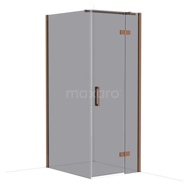 Diamond Shower cabin | 100x80 cm Shiny copper Smoke glass Pivot door Rectangle CDB223510311GKP Shower cabin with corner entry, bronze finish, clear glass, and minimalist design for a stylish bathroom.