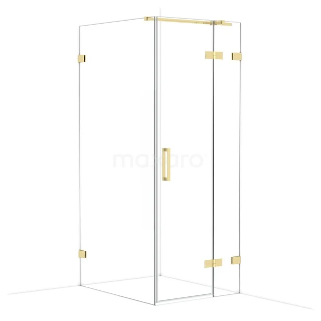Diamond Shower cabin | 100x80 cm Shiny light gold Clear glass Pivot door Rectangle CDB223510320GLG Glass shower cabin with gold accents, sleek lines and modern design for a luxury bathroom experience.