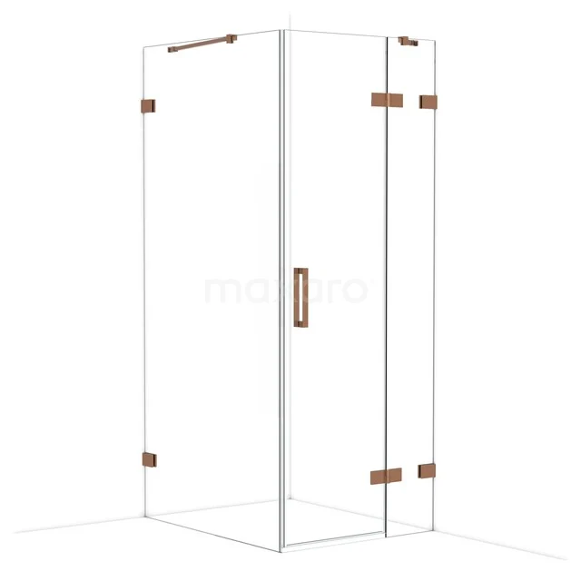 Diamond Shower cabin | 100x80 cm Shiny copper Clear glass Pivot door Rectangle CDB223510420GKP Glass shower cabin with bronze accents, corner model, including door and handle, ideal for a modern bathroom.