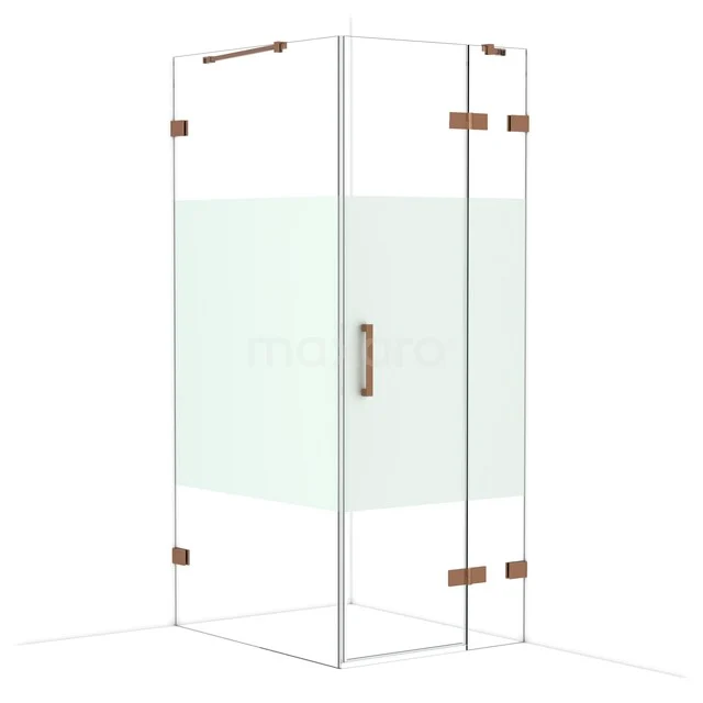 Glas Duschkabine mit mattem Mittelpaneel, Messing Scharniere und Türgriff; modernes Design für ein stilvolles Badezimmer.