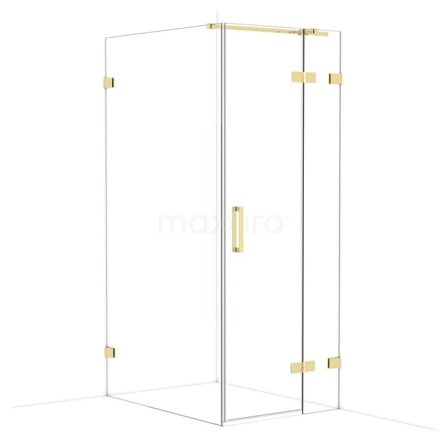 Diamond Shower enclosure | 110x80 cm Glossy light gold Clear glass Pivot door Rectangle CDB223511320GLG Glass shower cabin with golden accents, contemporary design perfect addition for a stylish bathroom.
