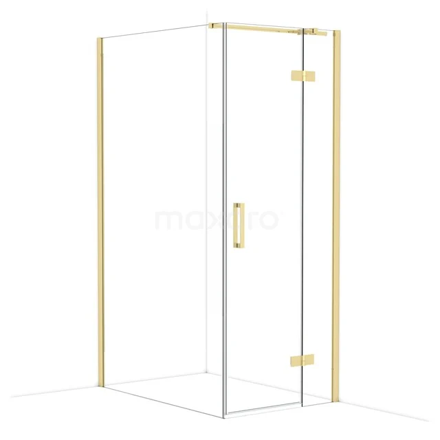 Diamond Douchecabine | 120x80 cm Glanzend lichtgoud Helder glas Draaideur Rechthoek CDB223512310GLG