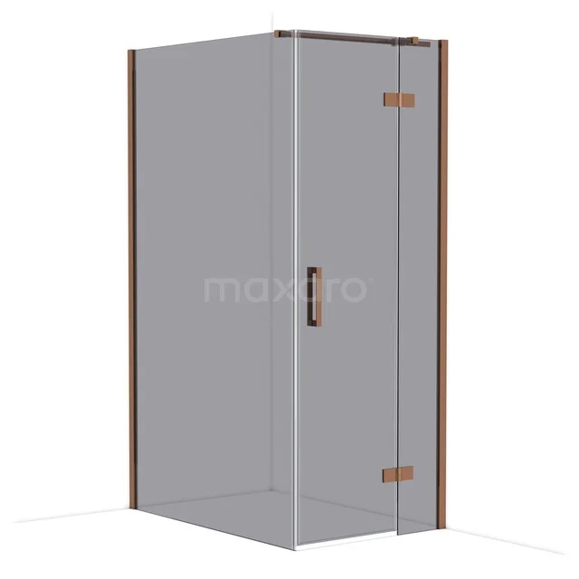 Diamond Duschkabine | 120x80 cm Glänzendes Kupfer Drehtür Rechteck CDB223512311GKP Duschkabine Eckmodell mit Klarglas, Messingdetails und minimalistischem Design für einen modernen Badezimmerausdruck.