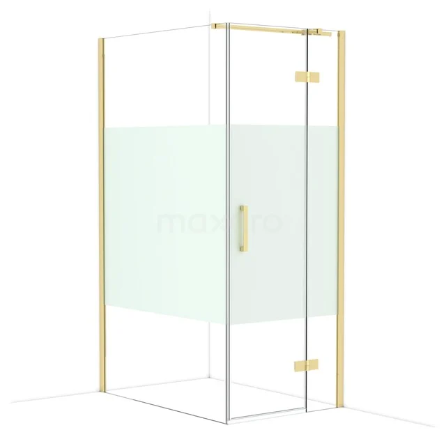 Diamond Duschkabine | 120x80 cm Glänzendes Hellgold Drehtür Rechteck CDB223512313GLG Glas Duschkabine mit Gold Details und Mattglas, elegantes Design perfekt für ein modernes Badezimmer.