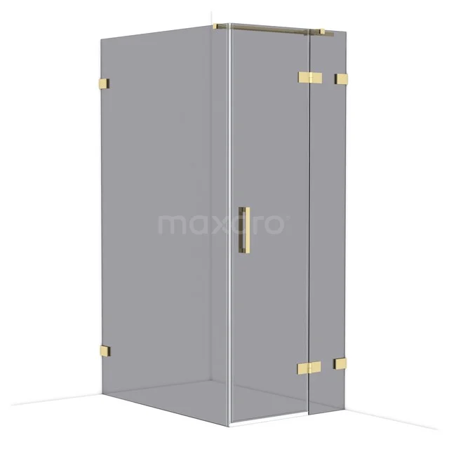 Diamond Shower cabin | 120x80 cm Shiny light gold Smoke glass Pivot door Rectangle CDB223512321GLG Glass shower cabin with gold hinges, corner model, clear glass, elegant design suitable for modern bathrooms.
