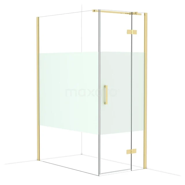 Diamond Douchecabine | 140x80 cm Glanzend lichtgoud Helder met matte strook Draaideur Rechthoek CDB223514313GLG Diamond Douchecabine | 140x80 cm Glanzend lichtgoud Helder met matte strook Draaideur Rechthoek CDB223514313GLG