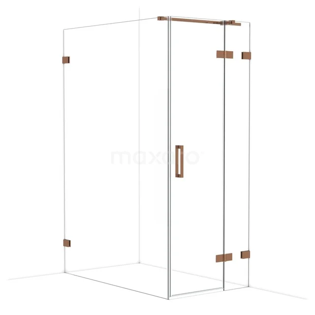 Diamond Duschkabine | 140x80 cm Glänzendes Kupfer Drehtür Rechteck CDB223514320GKP Duschkabine mit Klarglas und kupferfarbenen Akzenten, modernes Design, ideal für eine stilvolle Badezimmer Einrichtung.