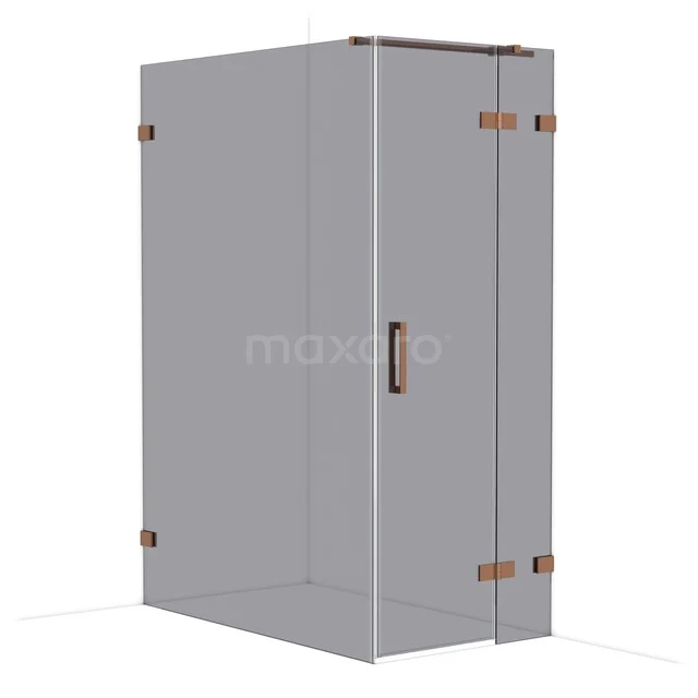 Glazen douchecabine met mat zwarte accenten, hoekmodel, transparante deur met minimalistisch ontwerp voor moderne badkamers.