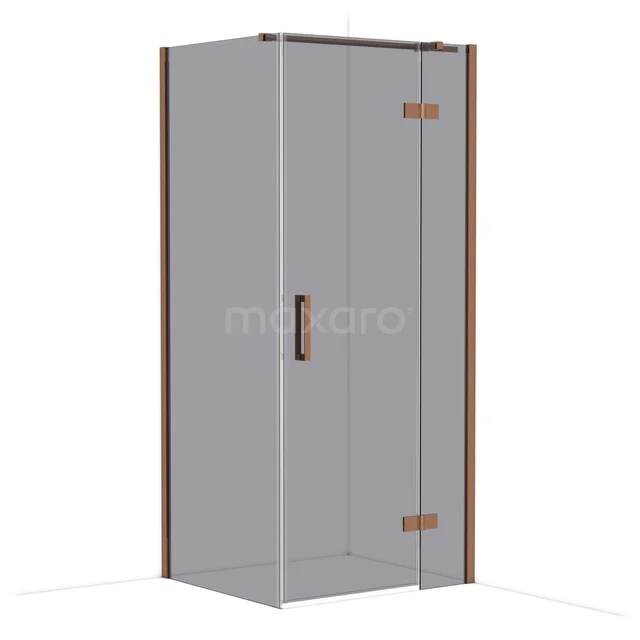 Diamond Duschkabine | 90x80 cm Glänzendes Kupfer Drehtür Rechteck CDB223608311GKP Duschkabine mit Klarglas, Eckmodell und bronzen Akzenten, ideal für eine moderne Badezimmer Einrichtung.