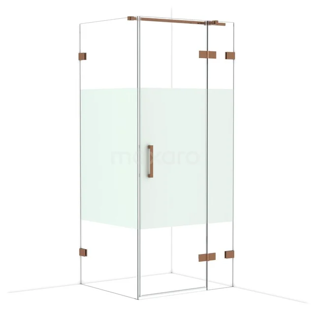Diamond Duschkabine | 90x80 cm Glänzendes Kupfer Drehtür Rechteck CDB223608323GKP Glas Duschkabine mit Eckdesign, metallene Scharniere und mattes Glasdetail für stilvolle Badezimmergestaltung.