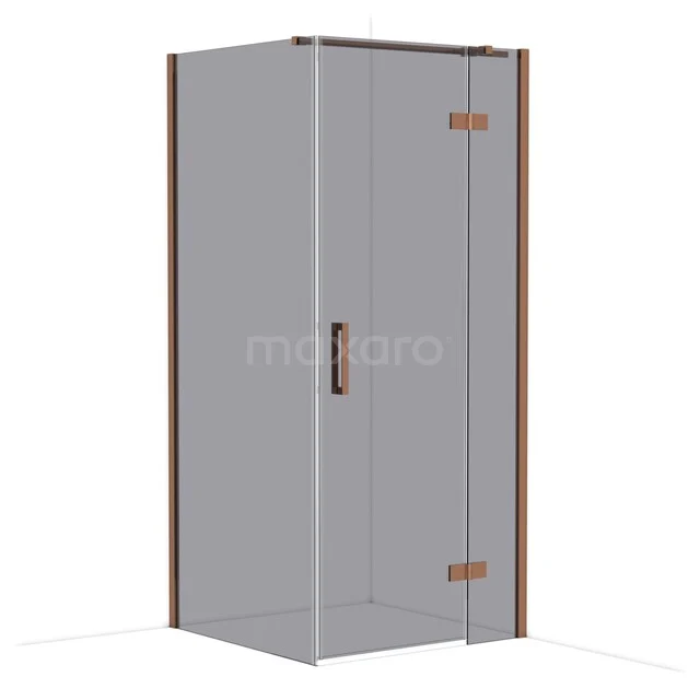 Diamond Shower enclosure | 90x90 cm Shiny copper Smoke glass Pivot door Square CDB223609311GKP Douchecabine vierkant bronskleurig frame, glazen deur en wanden, ideaal voor een moderne badkamer.