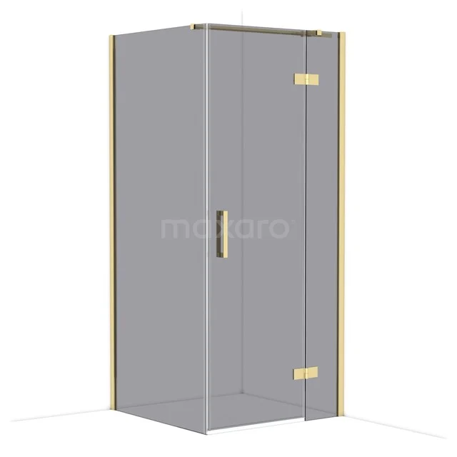 Diamond Duschkabine | 90x90 cm Glänzendes Hellgold Drehtür Quadrat CDB223609311GLG Glas Duschkabine mit goldenen Scharnieren und Griff, eckiges Design, ideal als luxuriöse Ergänzung zum modernen Badezimmer.