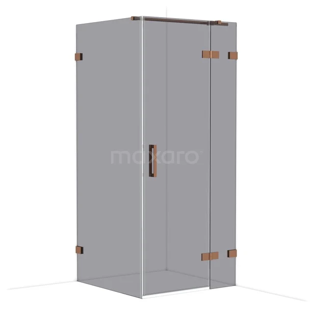 Diamond Shower cabin | 90x90 cm Shiny copper Smoke glass Pivot door Square CDB223609321GKP Glass shower cabin with copper hinges, modern rectangular shape, perfect addition for any stylish bathroom.