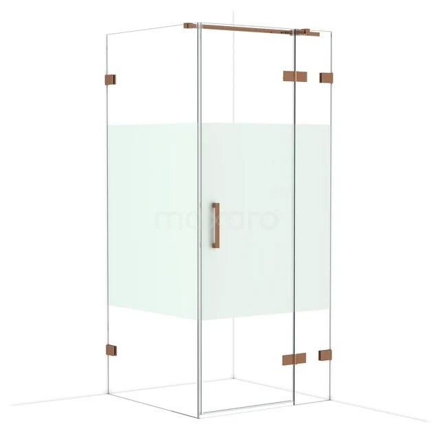 Glas Duschkabine mit Messingakzenten, quadratischer Form und klaren Paneelen, ideal für einen modernen Badezimmer Stil.
