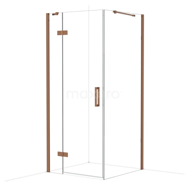 Diamond Douchecabine | 90x90 cm Glanzend koper Helder glas Draaideur Vierkant CDB223609410GKP