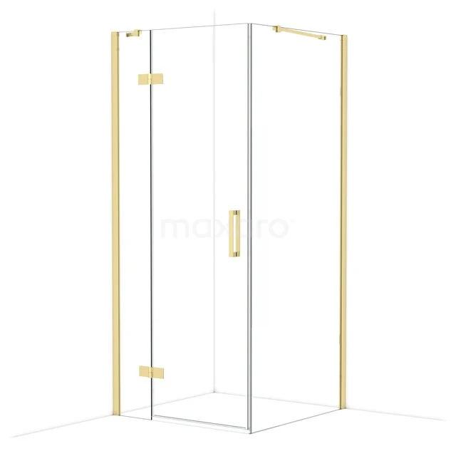 Diamond Douchecabine | 90x90 cm Glanzend lichtgoud Helder glas Draaideur Vierkant CDB223609410GLG