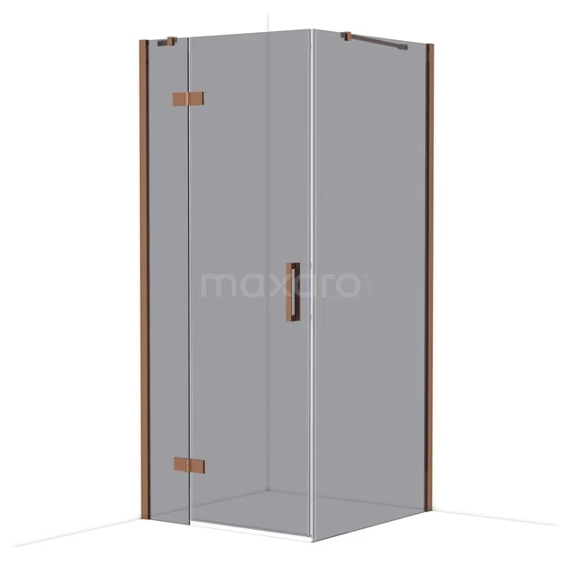 Diamond Douchecabine | 90x90 cm Glanzend koper Rookglas Draaideur Vierkant CDB223609411GKP