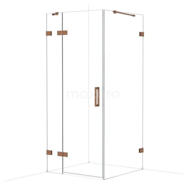 Diamond Douchecabine | 90x90 cm Glanzend koper Helder glas Draaideur Vierkant CDB223609420GKP