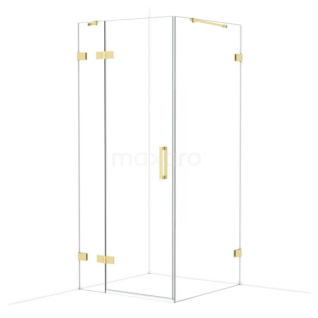 Diamond Douchecabine | 90x90 cm Glanzend lichtgoud Helder glas Draaideur Vierkant CDB223609420GLG
