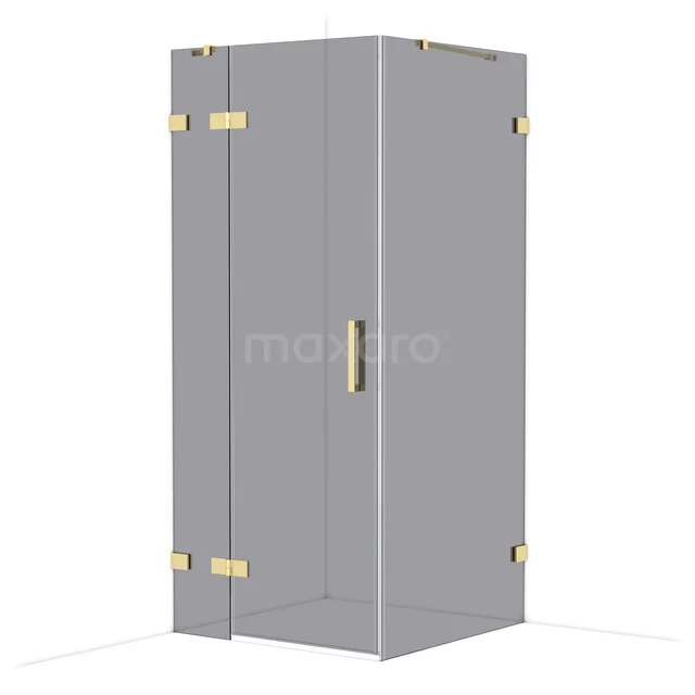 Diamond Douchecabine | 90x90 cm Glanzend lichtgoud Rookglas Draaideur Vierkant CDB223609421GLG