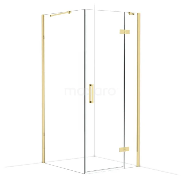 Diamond Shower enclosure | 100x90 cm Shiny light gold Clear glass Pivot door Rectangle CDB223610410GLG Corner shower cabin with clear glass, gold accents and minimalist design for a stylish bathroom.