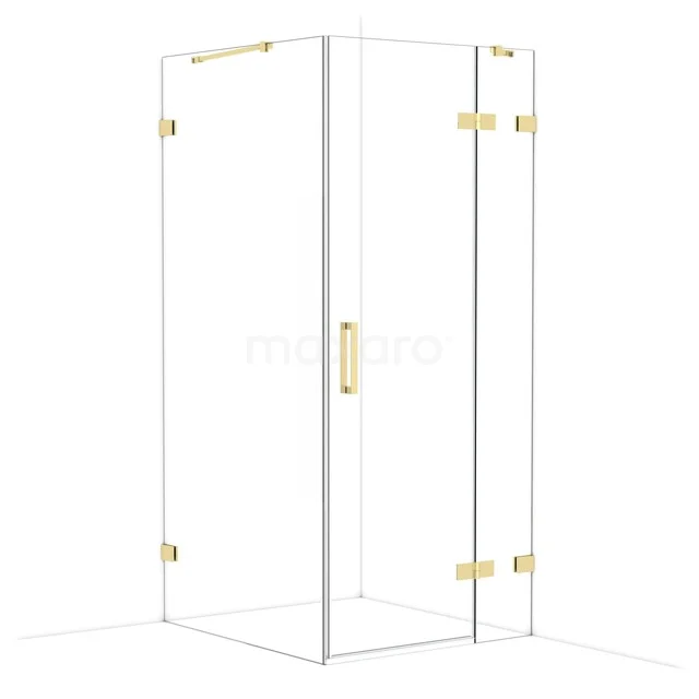Diamond Duschkabine | 100x90 cm Glänzendes Hellgold Drehtür Rechteck CDB223610420GLG Glas Duschkabine mit Messingakzenten, Eckdesign und schlankem minimalistischen Aussehen für moderne Bäder.