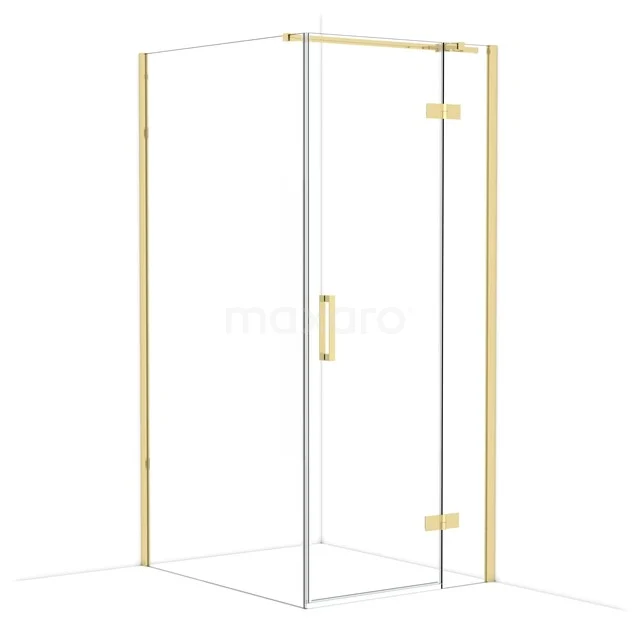 Diamond Duschkabine | 110x90 cm Glänzendes Hellgold Drehtür Rechteck CDB223611310GLG Duschkabine quadratisch, goldfarbenes Rahmen, transparentes Glas, ideal für ein stilvolles und modernes Badezimmer.