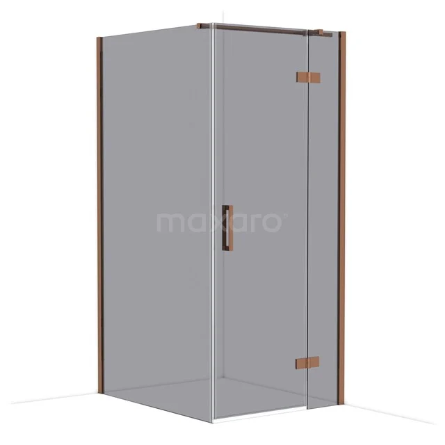 Diamond Shower cabin | 110x90 cm Shiny copper Smoke glass Pivot door Rectangle CDB223611311GKP Glass shower cabin with corner entry, bronze-coloured profiles, minimalist design, ideal for modern bathrooms.