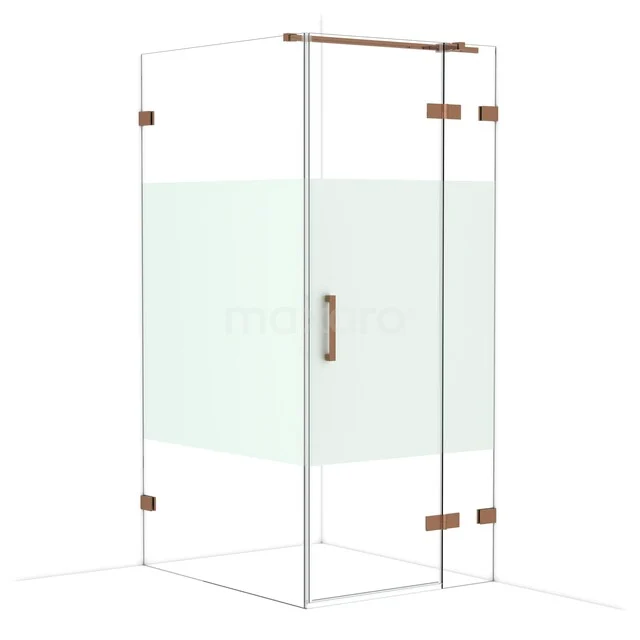 Diamond Duschkabine | 110x90 cm Glänzendes Kupfer Drehtür Rechteck CDB223611323GKP Glas Duschkabine mit Eckform, transparente Paneele, rostfreie Scharniere und Haltegriff, perfekt für moderne Bäder.