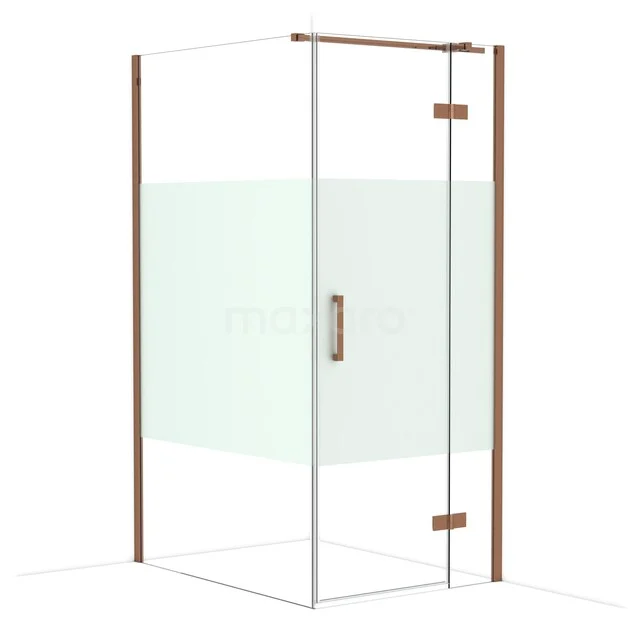 Diamond Duschkabine | 120x90 cm Glänzendes Kupfer Drehtür Rechteck CDB223612313GKP Glas Duschkabine mit matt Glas, eckigem Design und roségoldenen Profilen, perfekt für moderne Bäder.