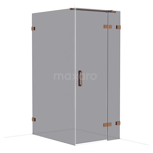 Diamond Shower enclosure | 120x90 cm Glanzend koper Smoke glass Pivot door Rectangle CDB223612321GKP Douchecabine hoekmodel glas met bronzen scharnieren en handgreep, stijlvolle toevoeging voor een moderne badkamer.