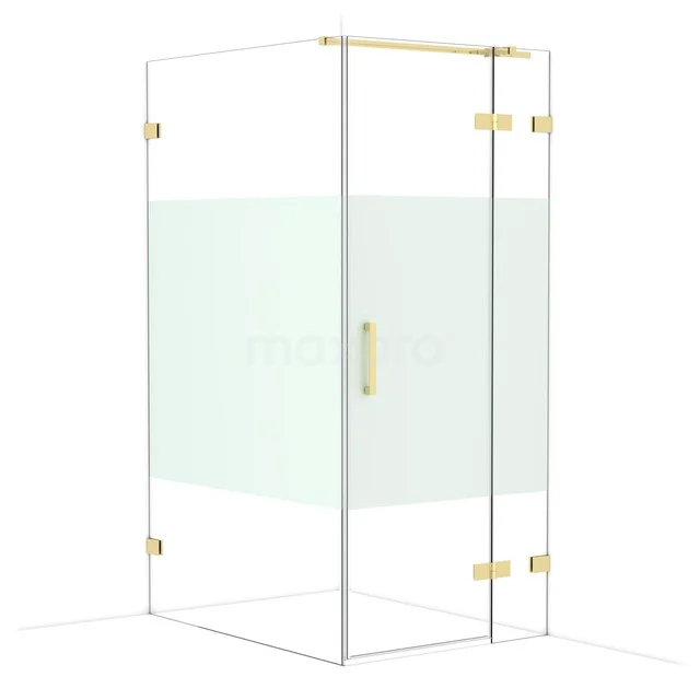 Diamond Douchecabine | 120x90 cm Glanzend lichtgoud Helder met matte strook Draaideur Rechthoek CDB223612323GLG Diamond Douchecabine | 120x90 cm Glanzend lichtgoud Helder met matte strook Draaideur Rechthoek CDB223612323GLG