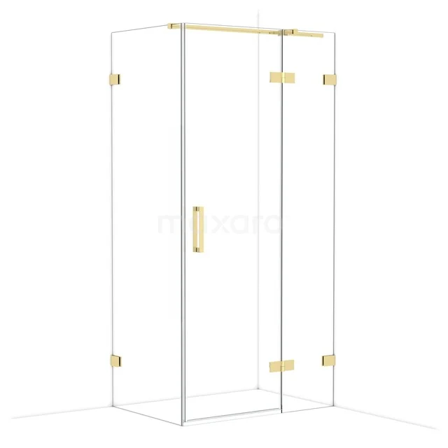 Diamond Shower enclosure | 100x70 cm Glossy light gold Clear glass Pivot door Rectangle CDB224607320GLG Glazen douchecabine met goudkleurige details, helder glas en minimalistisch ontwerp, ideaal voor een luxe badkamerstijl.